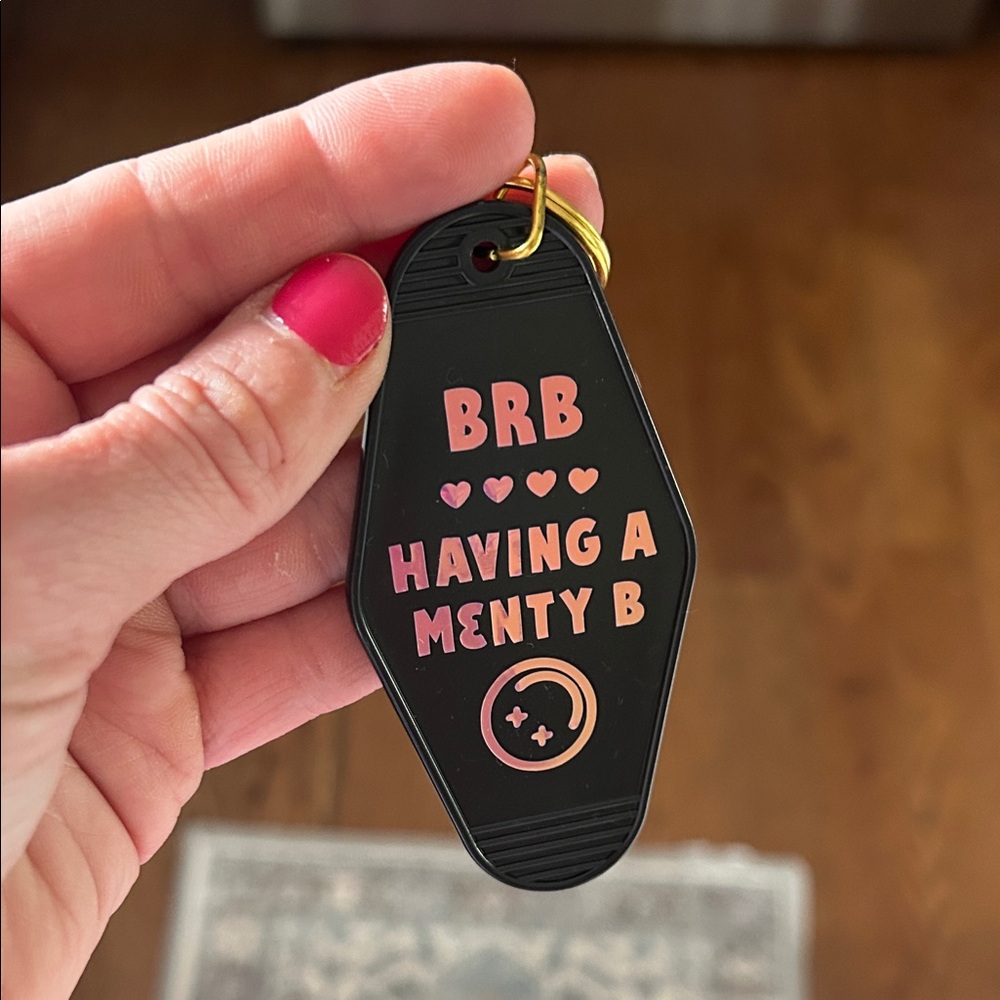 Black Key Tag Card Holder with Pink Gradient Text